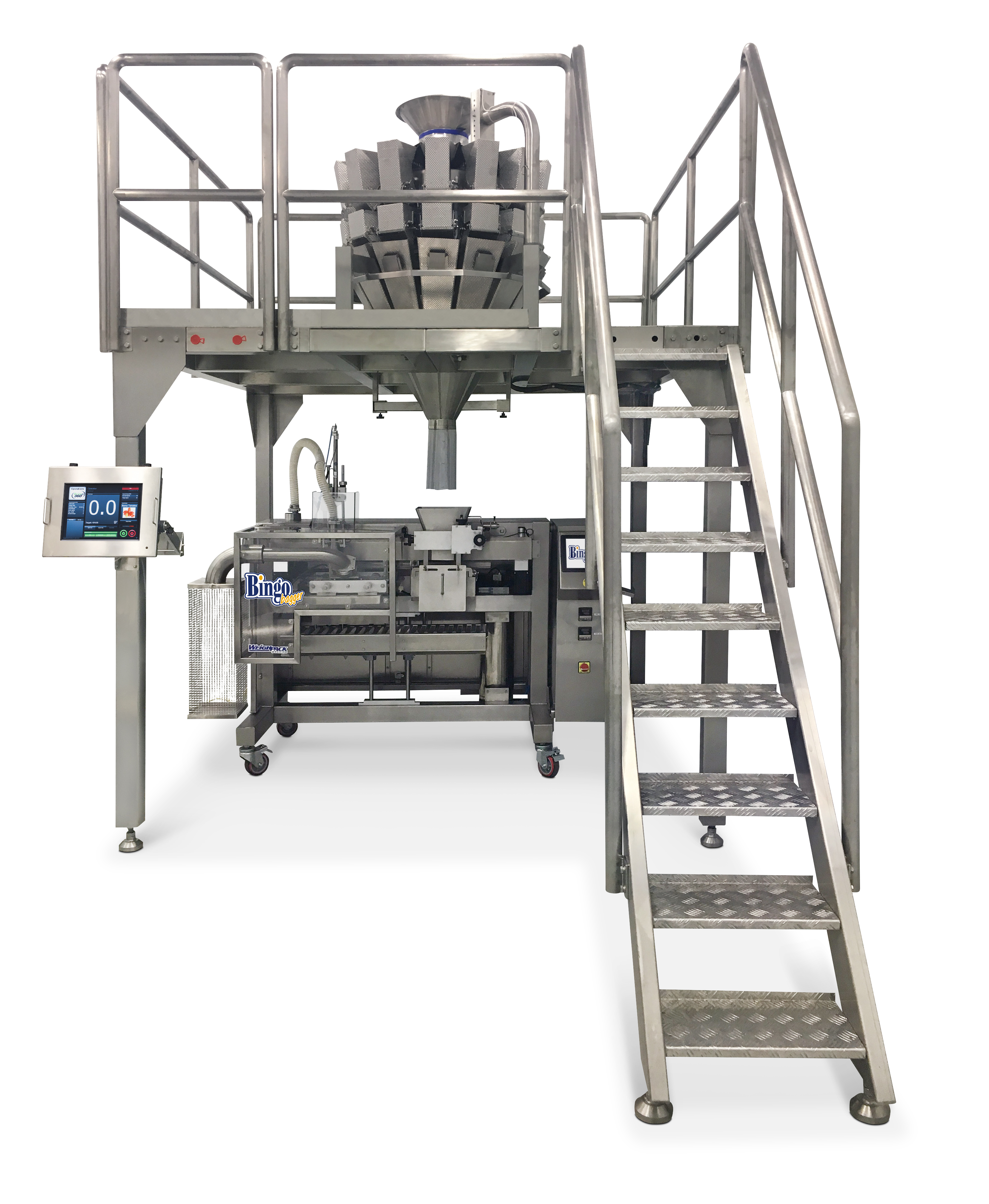 PrimoCombi multihead weigher and Bingo Bagger wicket pouch machine for weigh filling large bags and vacuum packaging