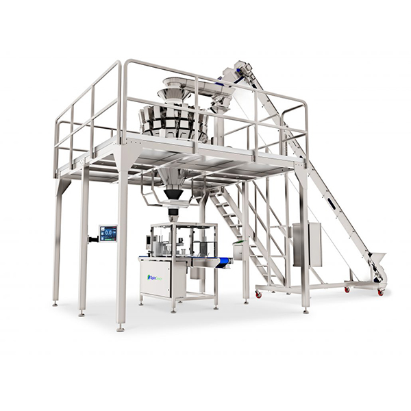 PrimoCombi-multihead-weigher-with-SpinDexer-rotary-indexing-conveyor-for-filling-containers-and-jars